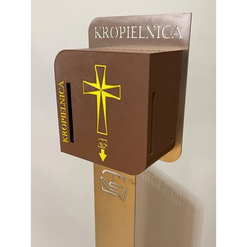 Sterimedic berührungsloser Weihwasserspender mit Kreuz — Braun
